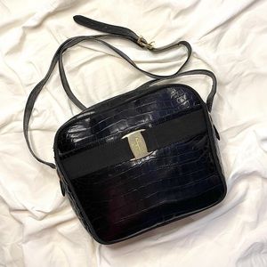 Ferragamo Embossed Croc Sling